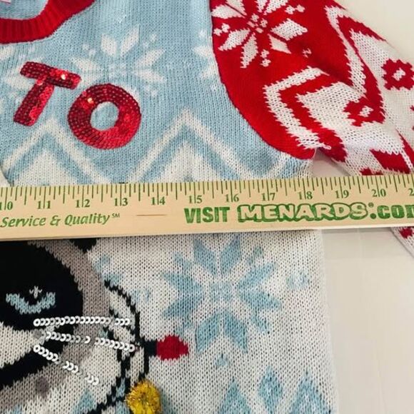 Cat Sweater Ugly Christmas Sweater Size Junior Large 11-13 Up to Snow Good - Picture 7 of 9